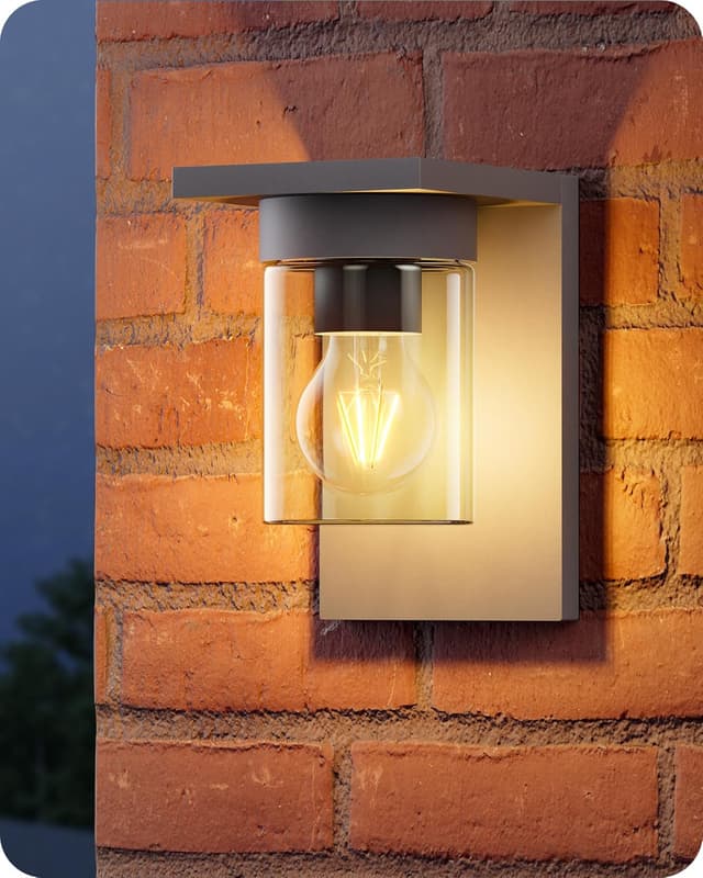Detalle de EDISHINE Vintage Outdoor Wall Lantern Light (IP44) with E27 Socket in Anthracite