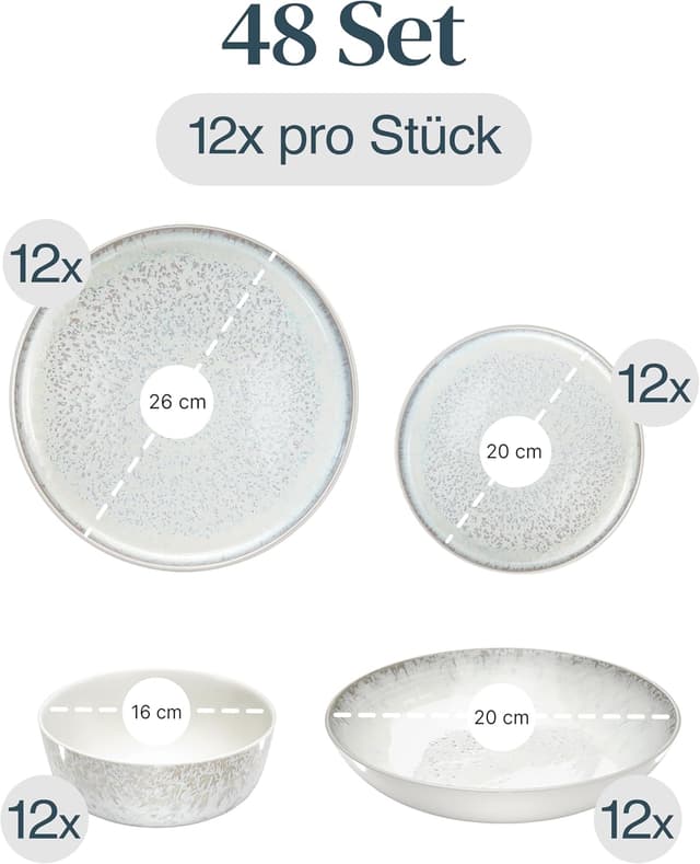 Detalle de PURE LIVING INTERIOR DESIGN Ibiza Steingut Geschirrset 48 tlg