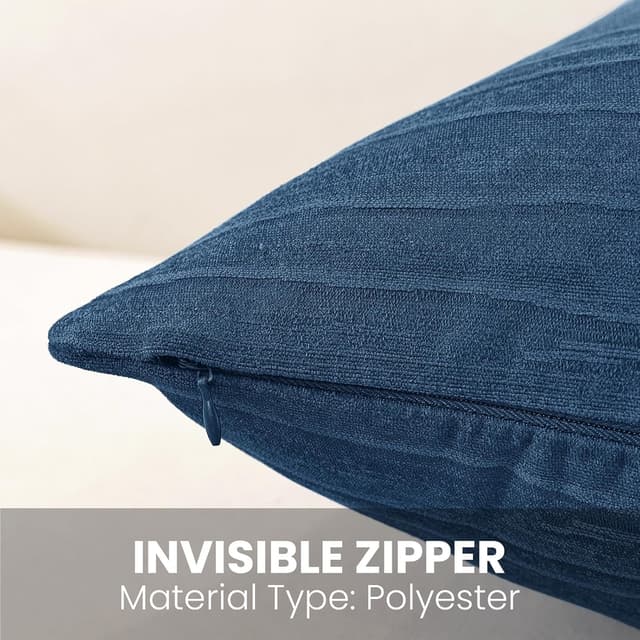 Detalle de Ystyle lot de 2 housses de coussin décoratives 45x45 cm en polyester (fermeture éclair invisible) – Bleu Hermès