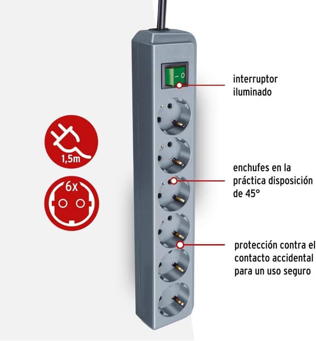Thumbnail 1 de Brennenstuhl Eco-Line regleta 6 tomas 1,5 m
