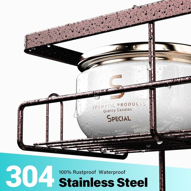 Detalle 2 de Aitatty Over the Door Hanging Shower Caddy (Bronze) — rustproof no-drill organizer with 4 suction cups