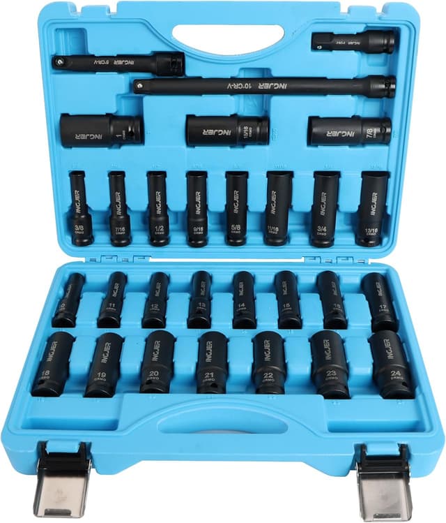 Detalle de INGJER 1/2" Drive 29-Piece Impact Socket Set (SAE + Metric) with Extension Bars
