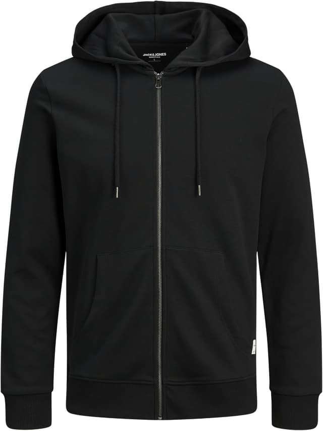 Detalle de Jack & Jones Jjebasic Sweat Zip Hood NOOS felpa sportiva con cappuccio, nero