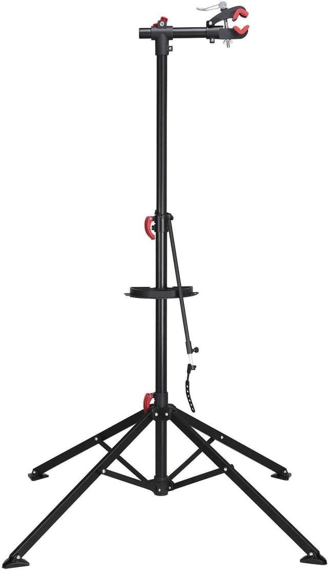 Detalle de Yaheetech Adjustable Height Bicycle Workstand (Folding Bike Repair Stand with Magnetic Tool Tray) — 108.5-188.5 cm, Black