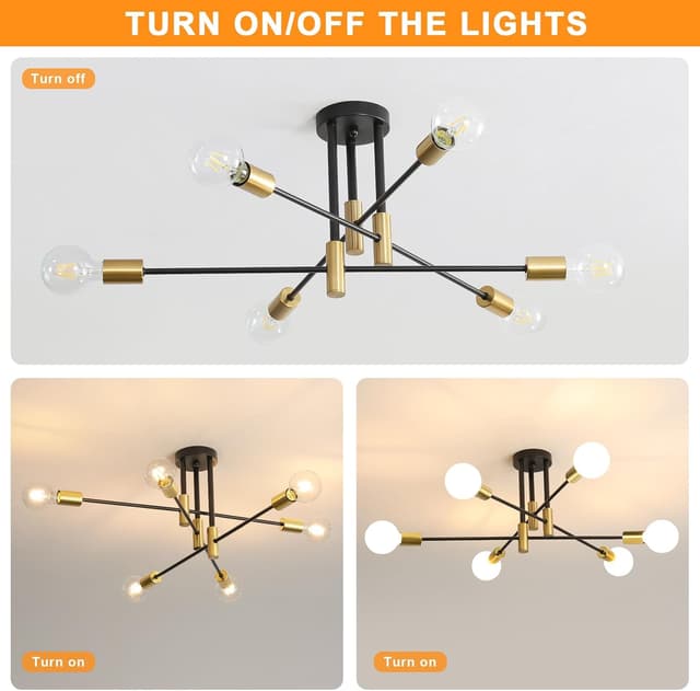 Detalle 2 de Comely Lampadario Sputnik 6 luci E27