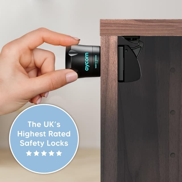 Detalle de Aycorn magnetisches Schrankschloss Ersatz – 2x Schlüssel als Kindersicherung für Schrank, Schublade & Tür