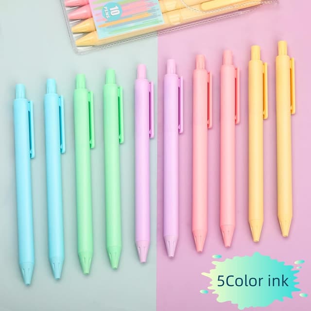 Detalle 2 de Mutsitaz lot de 10 stylos à bille rétractables gel pastel 0,5 mm