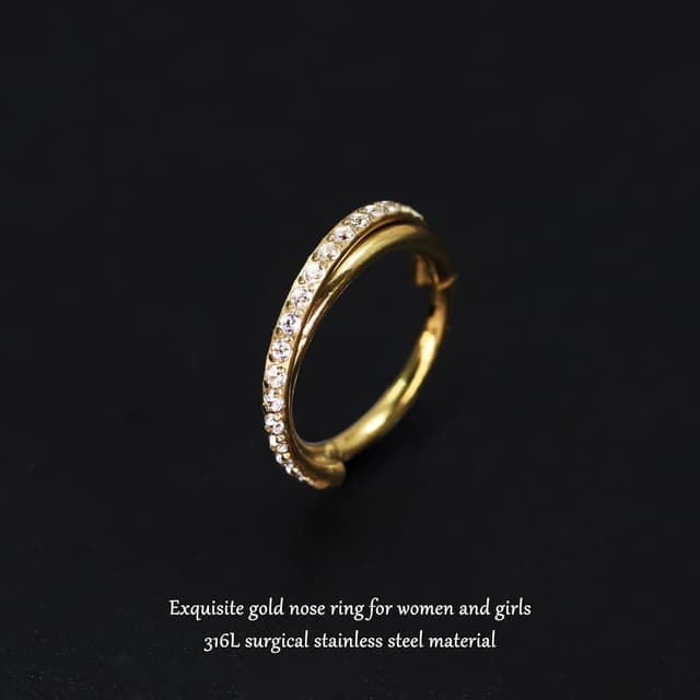 Thumbnail 1 de MixPiercing Gold Nose Ring 8mm 18G 💍