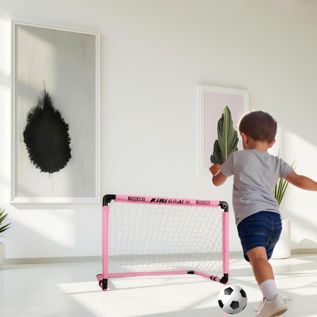 Detalle de KiBiGOAL Kinder-Fußballtor faltbar (rosa) 90x60 cm für Indoor & Outdoor