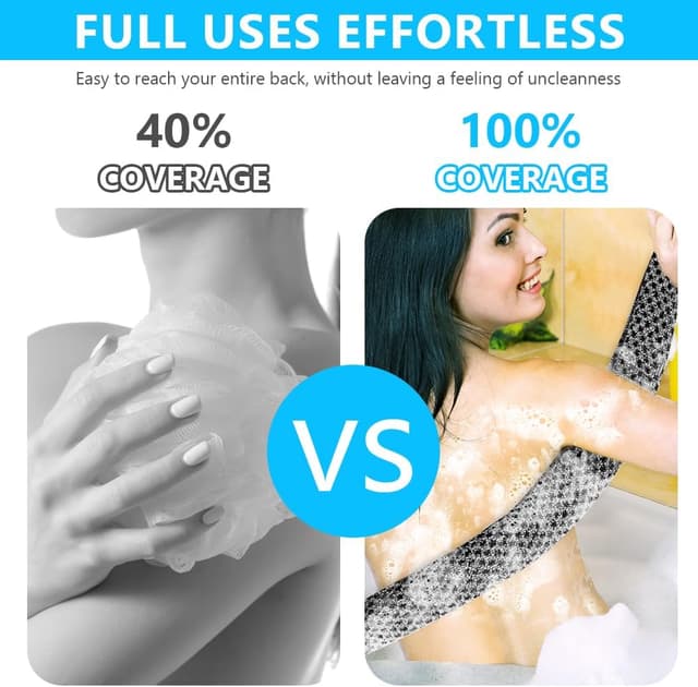 Detalle de LOPHE – Coffret de 2 gant/serviette exfoliante extra longue pour la douche (dos et corps) noir