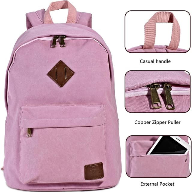 Detalle de Seemeroad Canvas Vintage Backpack – lightweight travel daypack with laptop compartment