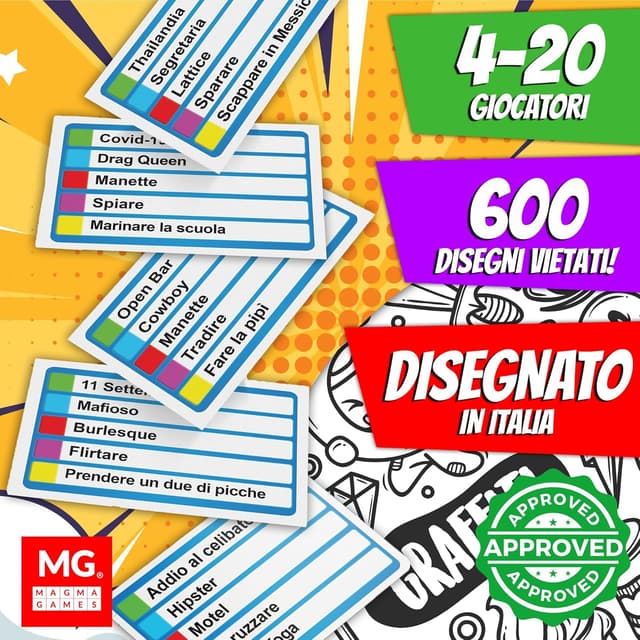 Detalle 2 de Magma Games DISEGNI CATTIVI (+18) – gioco da tavolo per adulti con +120 carte e disegni proibiti