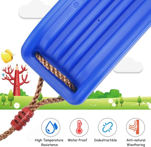 Detalle de Kinderschaukel mit verstellbarer Höhe – Schaukelbrett / Schaukelsitz aus Kunststoff (Blau)