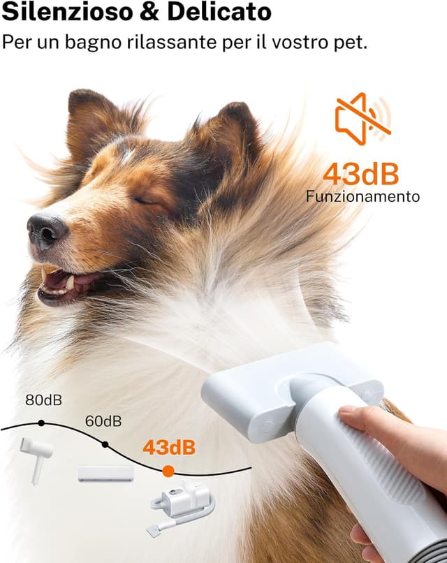 Detalle 2 de HomeRunPet Ultra Silenzioso soffiatore asciugacapelli per cani con 99 velocità e controllo temperatura