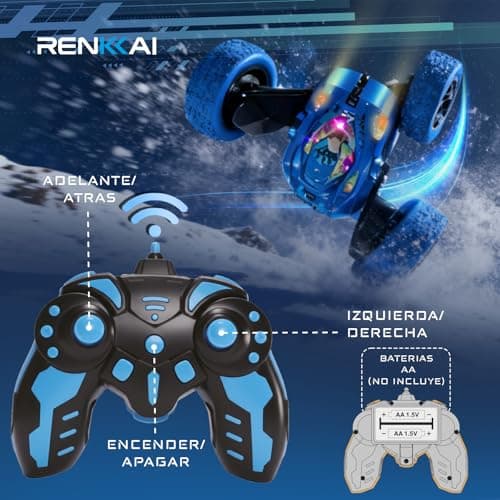 Detalle 2 de RENKKAI Coche Teledirigido para Niños con giros 360º y luces LED (2.4Ghz)