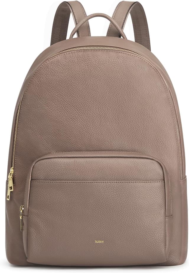 Detalle de Sac à dos en cuir véritable Kattee pour femme avec compartiment pour ordinateur 14 pouces