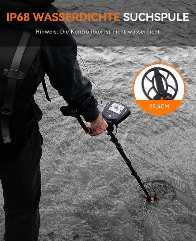 Detalle 1 de SUNPOW Metalldetektor Profi Set, 10 Zoll Tiefe