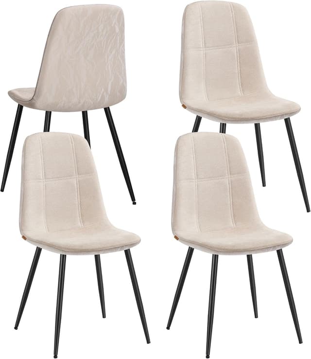 Detalle de VASAGLE set di 4 sedie da pranzo imbottite con schienale reclinabile e rivestimento ciniglia/PU KDC188W01