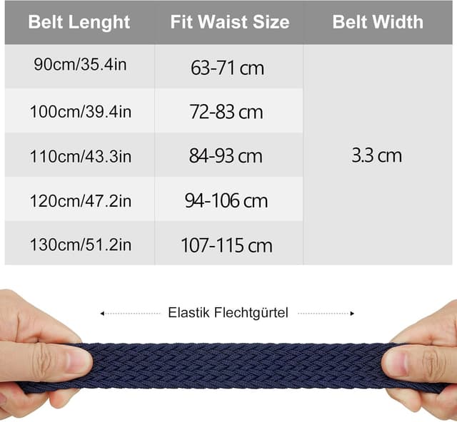 Detalle 2 de WERFORU Unisex geflochtener elastischer Gürtel (2 Stück) – verstellbar für Jeans & Hosen