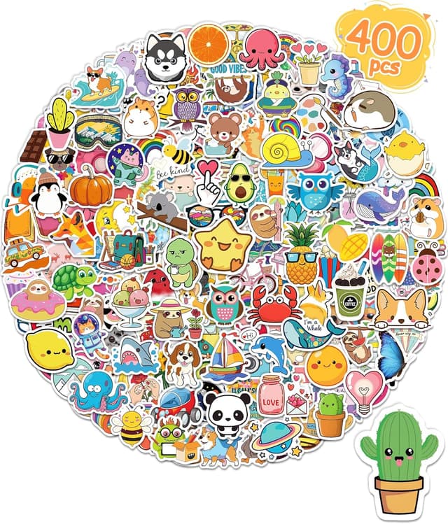 Thumbnail 6 de 300-Piece Waterproof Vinyl Sticker Pack for Kids, Water Bottle & Laptop Stickers (Cute School Designs)