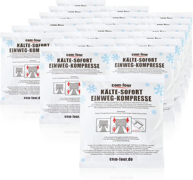 Detalle de COM-FOUR® 20 compresses froides instantanées jetables à plier (15 x 17 cm) en papier spécial, usage externe — 20 pièces