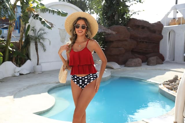 Detalle 2 de AI’MAGE Tankini-Set für Damen mit Bauchweg-Optik, Oberteil und Badeshorts, bedruckt (Tankini Zweiteiler)