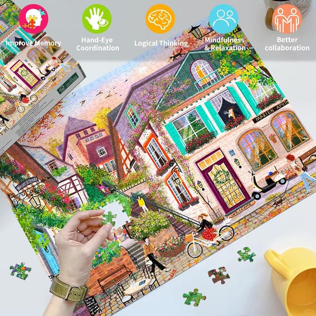 Detalle 2 de HUADADA 1000-Piece Jigsaw Puzzle for Adults – “Sunset in the Alley”