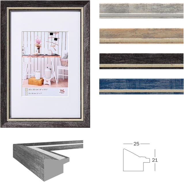 Detalle 2 de Walther Design Cadre photo Bleu 15 x 20 cm avec passe-partout EL520L