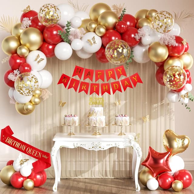 Detalle de Pastel Birthday Decorations set with Happy Birthday banner, macaron rainbow latex balloons and cake topper