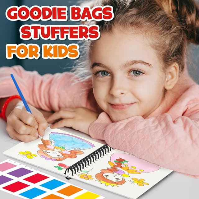 Detalle de LIKYMO Water Colouring Books (16 mini books) for kids aged 4–9 – party bag fillers and travel water painting fun