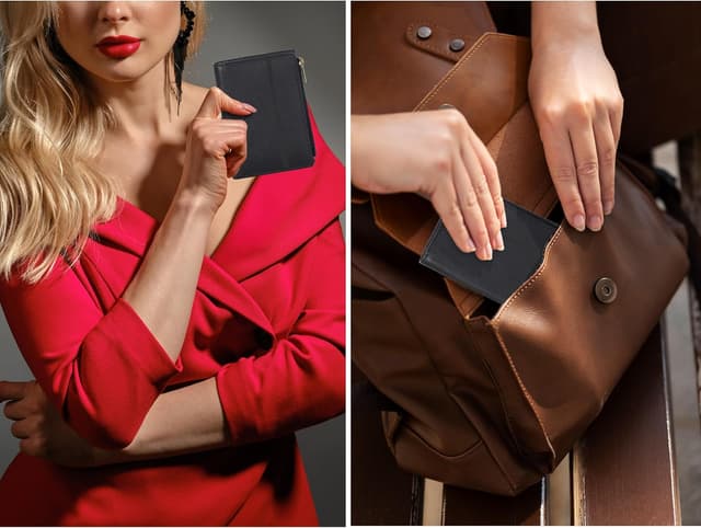 Thumbnail 6 de Women’s full grain leather RFID small wallet (Nappa Black) – bifold coin purse & card/ID holder