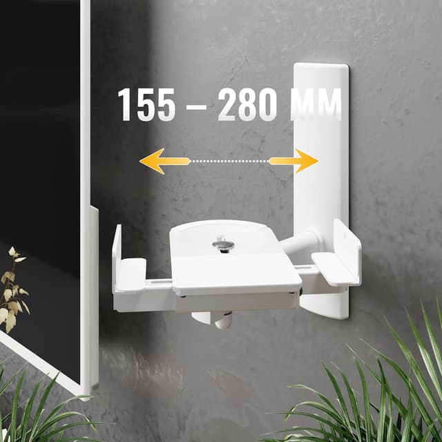 Detalle de RICOO Support mural inclinable et orientable pour enceinte LH023-W (universel) – 2 pièces, blanc