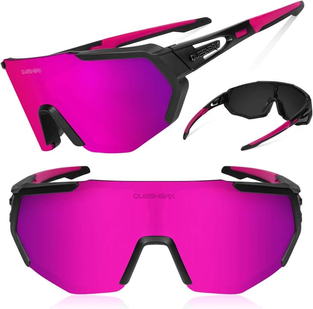 Detalle 2 de Queshark Polarizzati anti-UV: occhiali da ciclismo MTB con lenti intercambiabili
