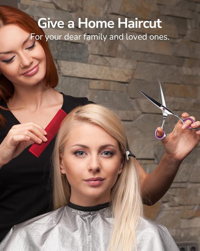 Detalle de Ciseaux de coiffure ULG 16,5 cm pour droitiers – acier inox japonais, lames affûtées à la main, rose