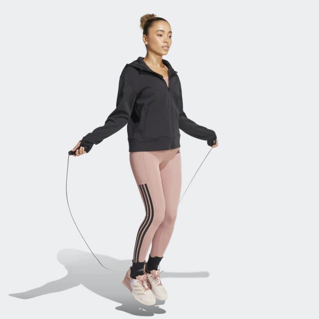 Detalle de adidas Sudadera de mujer Designed 4 Training con cremallera y capucha