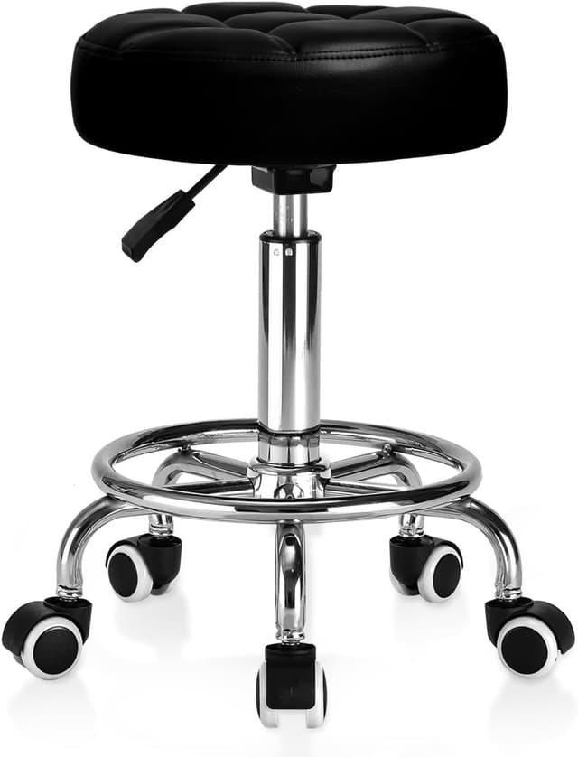 Imagen de Rolling Stool PU Leather Round 14.6" seat en OfertitasTOP