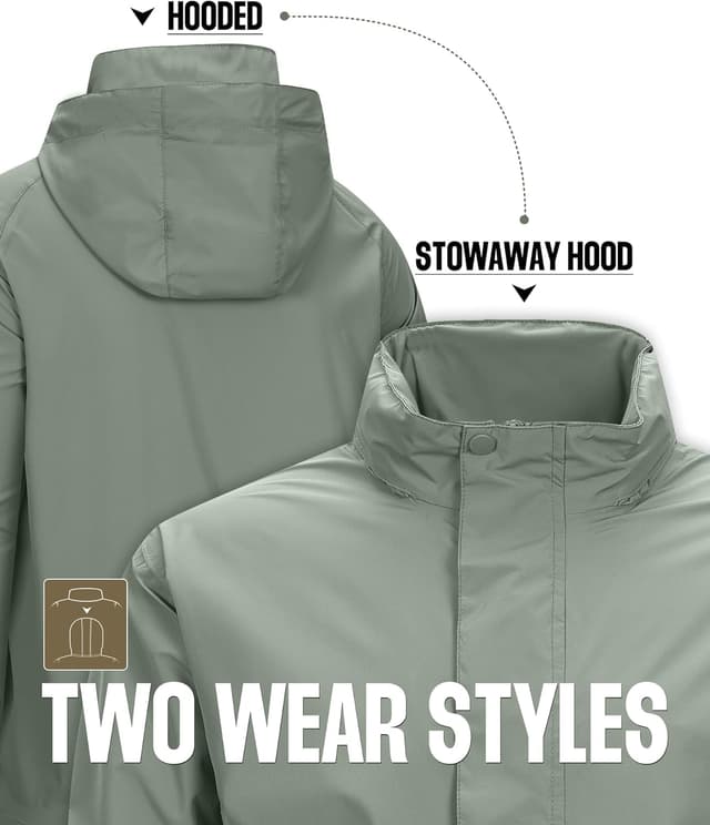 Detalle de 33,000ft wasserdichte Herren-Regenjacke mit Kapuze – atmungsaktiv für Fahrrad & Outdoor