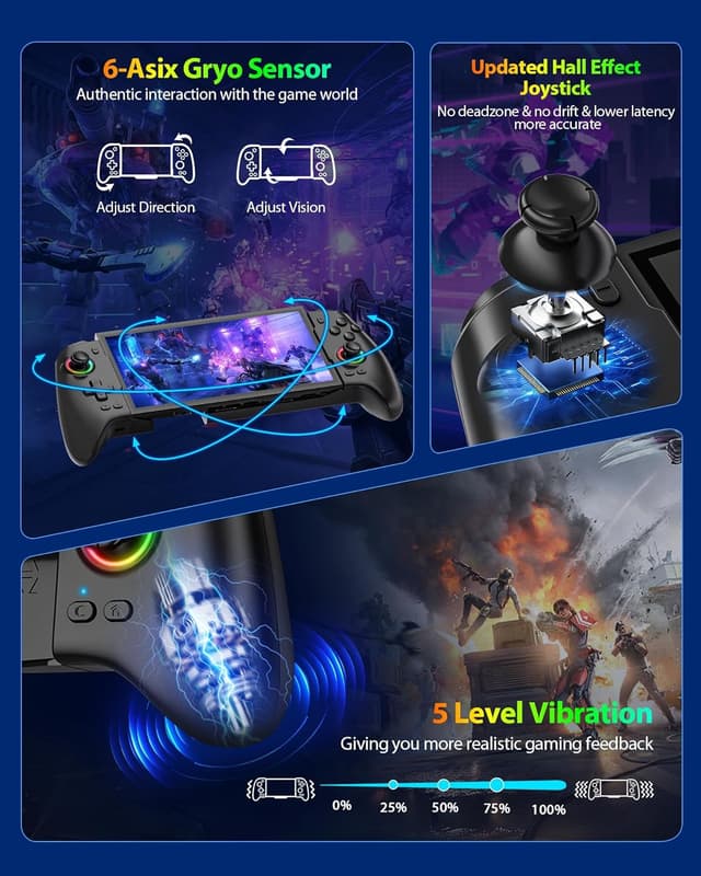 Detalle de ZRZLMVP Wireless Switch Pro Controller for Switch 2 / Switch 1 / Switch OLED with Hall Effect Joysticks, 16 RGB and Turbo