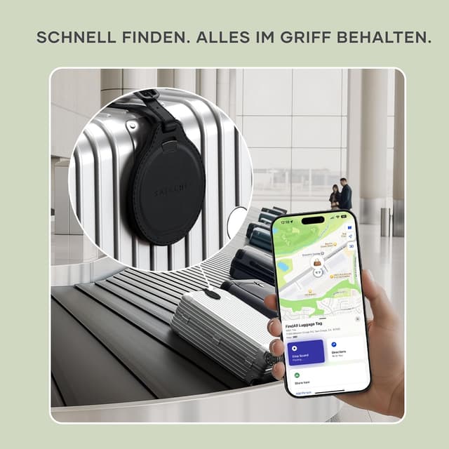 Detalle de SATECHI FindAll Gepäckanhänger mit Apple Find My, kabellosem Laden und TSA-Schlitz – Schwarz