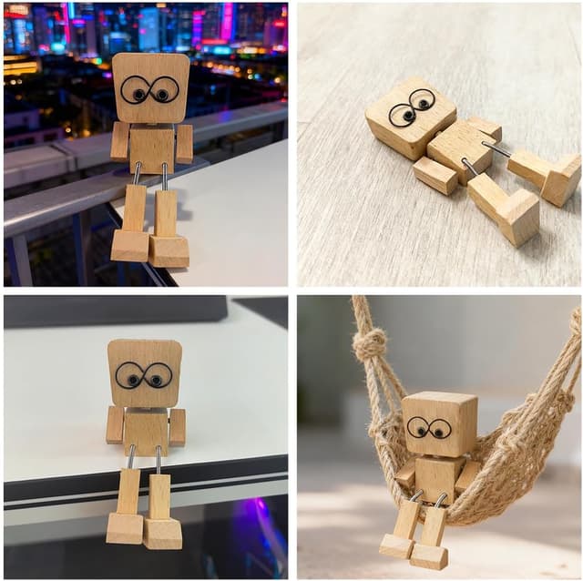 Detalle de Vicloon petite figurine en bois à bascule avec lunettes magnétiques
