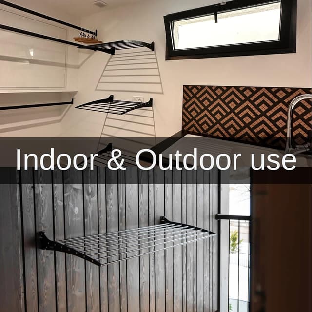 Detalle 2 de Foxydry Fold Wand-Wäscheständer vertikal, klappbar (Aluminium/Edelstahl) – 62×50×50 cm, schwarz