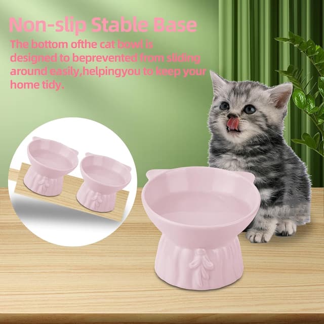 Thumbnail 4 de Ceramic Elevated Cat Bowls 5.2in Wide