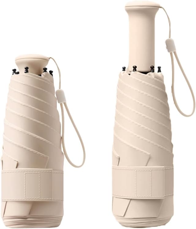 Detalle de Travebo Mini Travel Folding Umbrella with hidden telescoping handle — compact pocket-size with UV and rain protection