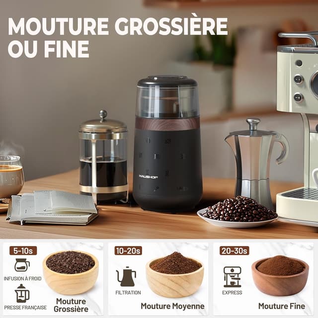 Detalle de HAUSHOF Moulin à café 150 W ⚙