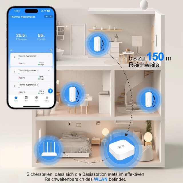 Thumbnail 3 de WIOONI Termómetro Higrómetro WiFi 3 sensores