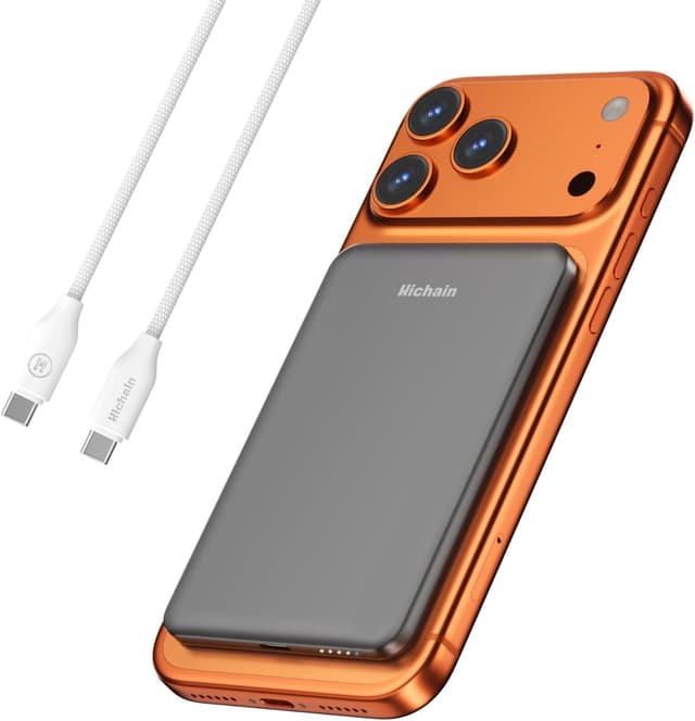 Detalle de Magnetic Power Bank Ultra-Slim Wireless Portable Charger 5000mAh (Grey) with 15W magnetic wireless & 22.5W USB-C fast charging