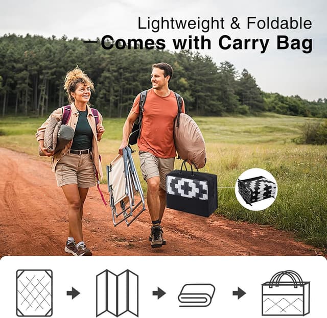 Detalle de OLANLY Waterproof Outdoor Rug 5x8 ft