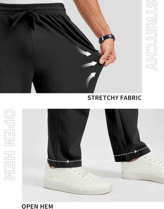 Detalle 2 de Idtswch Long Inseam Men’s Tall Sweatpants (30–40" Inseam) with Pockets, Open-Bottom Joggers