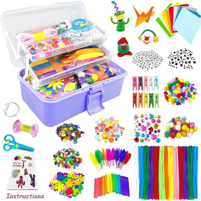 Detalle de VLUINANI 3000-piece Craft Kits for Kids with Pipe Cleaners – DIY arts & crafts set (ages 4–8)