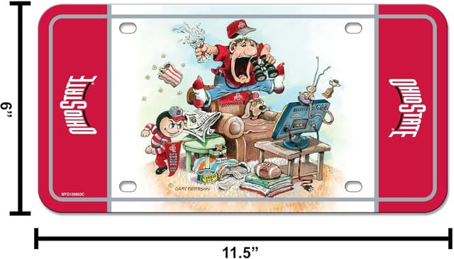 Detalle de Rico Industries NCAA Ohio State Buckeyes Gary Patterson Metal Auto Tag (8.5" x 11")